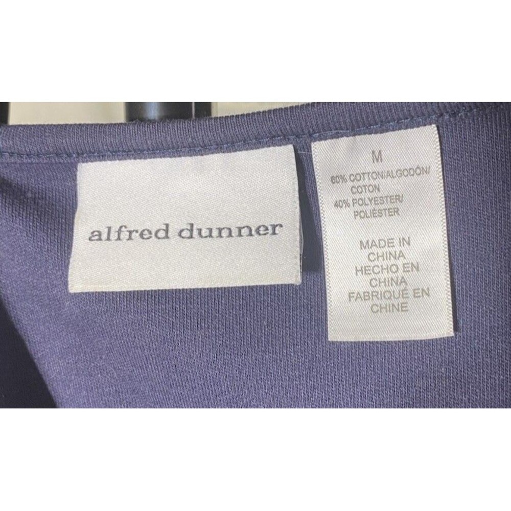 Alfred Dunner Navy Blue Knit Top Sequin Gold Embroidered 3/4 Sleeve Medium - Picture 6 of 6